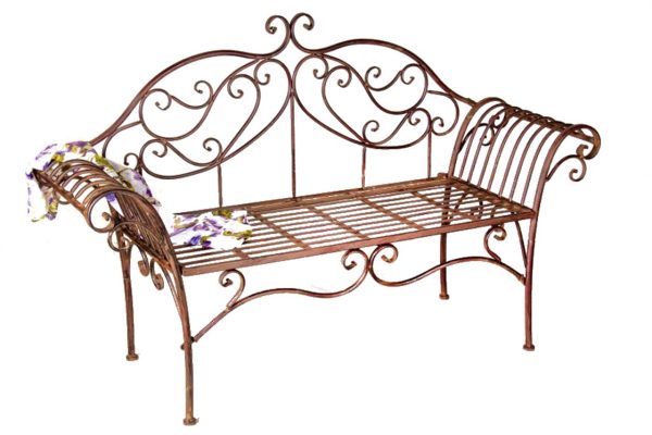 2 Seater Ornate Rust Bench