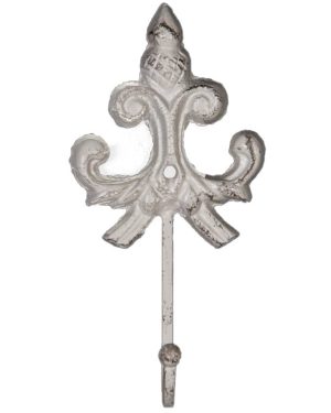Fleur de Lis Hook Antique White