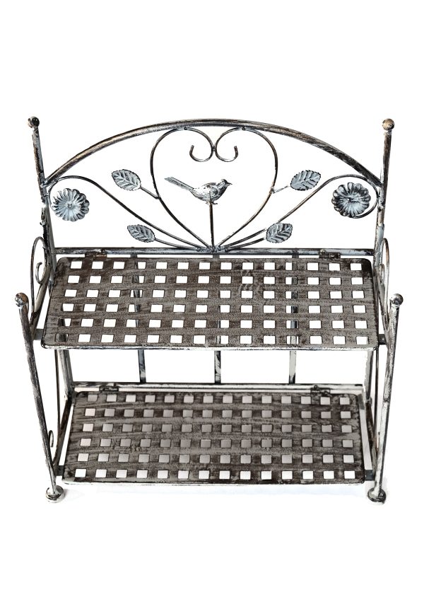 Rack Bird 2 Shelf Antique Grey