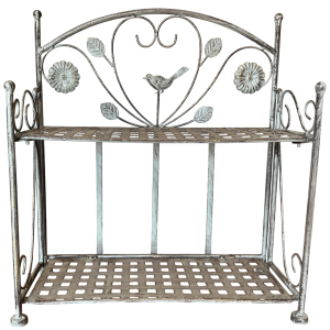 Rack Bird 2 Shelf Antique Grey