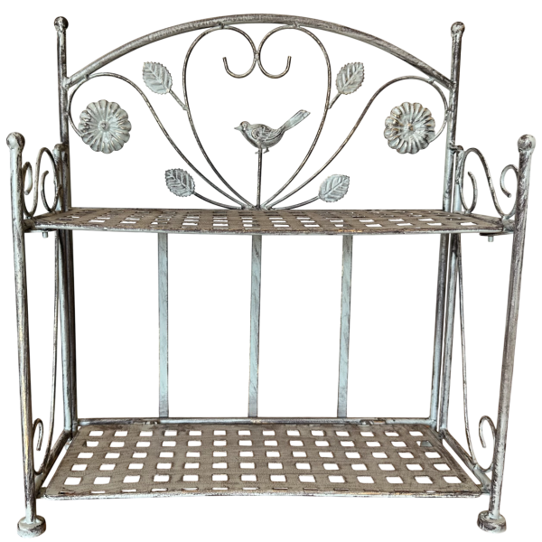 Rack Bird 2 Shelf Antique Grey