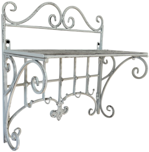 Wall Shelf with 5 Hooks - Antique White
