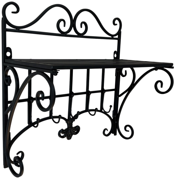Wall Shelf with 5 Hooks Black