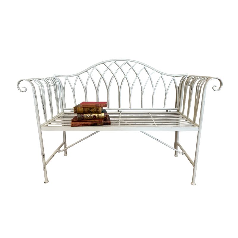 Bench-Steel-Two-Seater-Antique-White-Plain