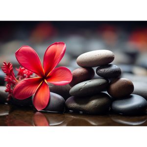 Glass-Cutting-Board-Red-Flower-Pebbles