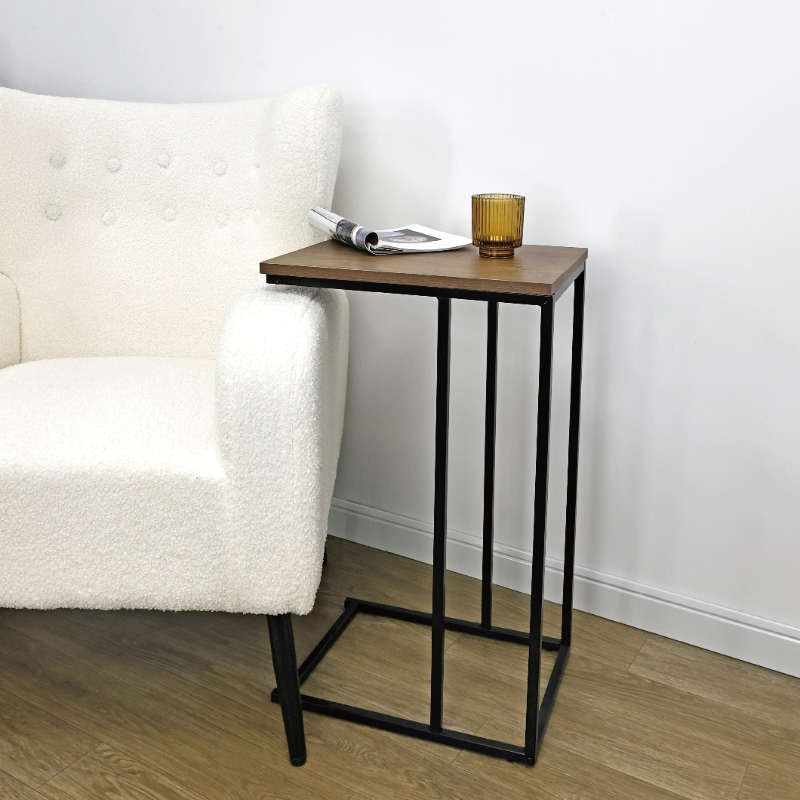 Side-Table-U-Shape-Wood-Steel