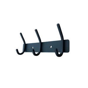 3-Hook Wall-Mounted Hook Rack: Black