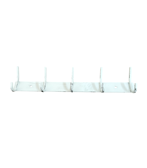 5-Hook Wall-Mounted Hook Rack: Antique White - Image 2