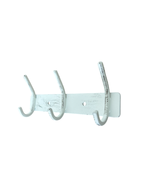 3-Hook Wall-Mounted Hook Rack: Antique White
