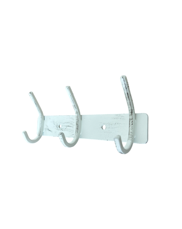3-Hook Wall-Mounted Hook Rack: Antique White