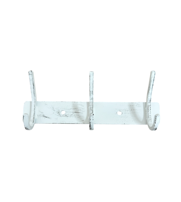 3-Hook Wall-Mounted Hook Rack: Antique White - Image 2