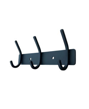 3-Hook Wall-Mounted Hook Rack: Black