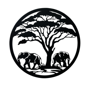 Wall-Decor-Elephant-Circle-Black