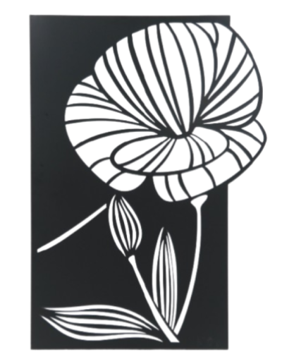 Metal-Wall-Decor-Poppy-Flower-Front-Black