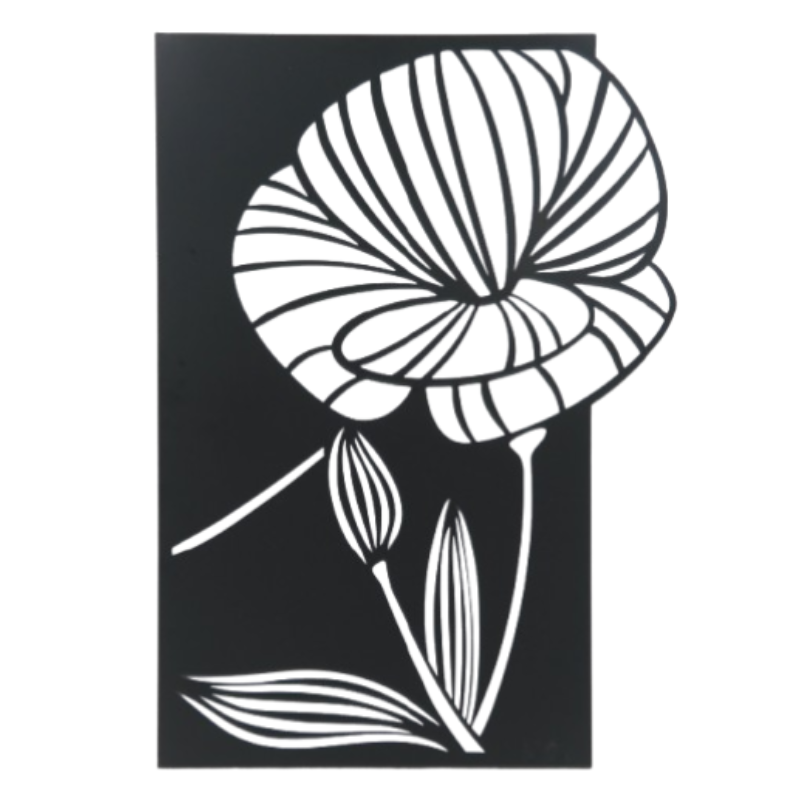 Metal-Wall-Decor-Poppy-Flower-Front-Black