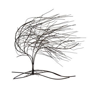 Metal Wall Decor:  Windswept Tree: Rust
