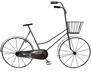 Metal Wall Decor:  Bicycle with Basket: Black