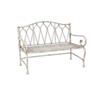 2 Seater Bench: Diamond Lattice Backrest: Antique Grey: NEW