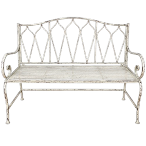 2 Seater Bench: Diamond Lattice Backrest: Antique Grey: NEW