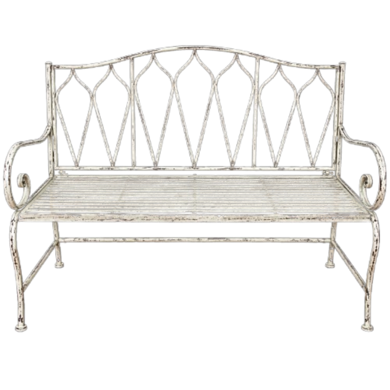 2 Seater Bench: Diamond Lattice Backrest: Antique Grey: NEW