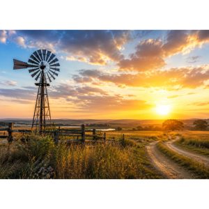 Glass Cutting Board:  Windmill Farm - NEW
