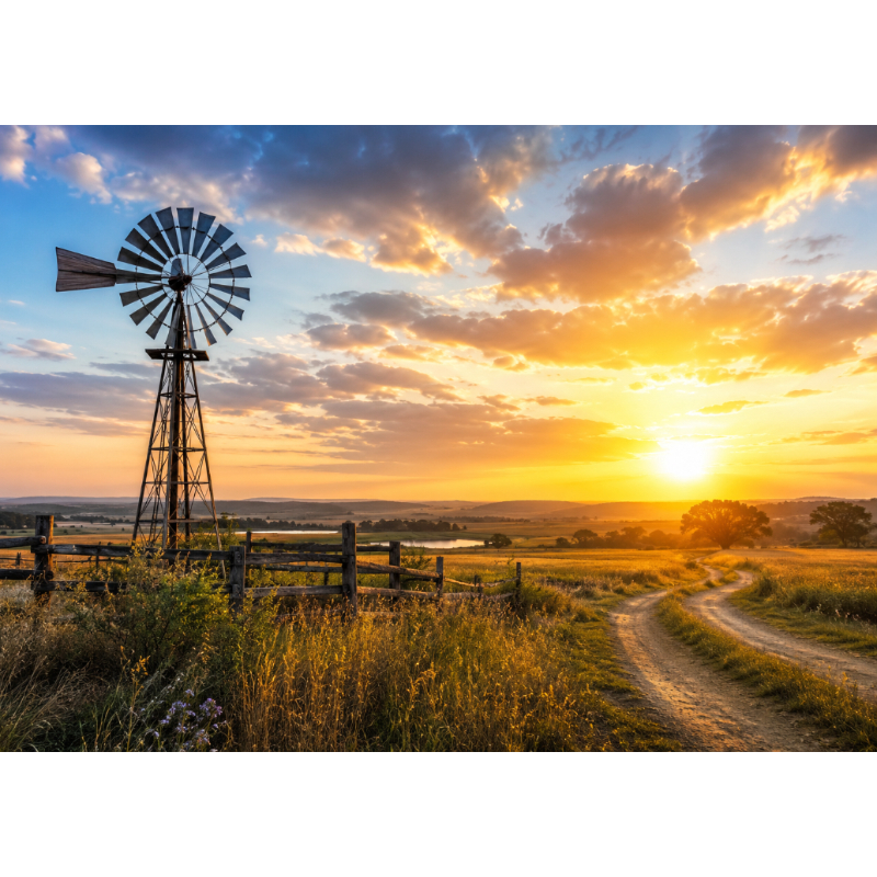 Glass Cutting Board: Windmill Farm - NEW